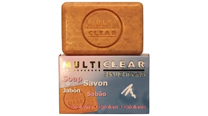 Jabón sólido y exfoliante con semilla de melocotón.