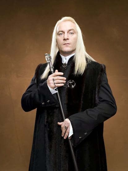 Jason Isaacs, portraying Lucius Malfoy, Draco Malfoy's fearsome Death Eater father in the 'Harry Potter' saga.