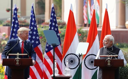 El presidente de Estados Unidos, Donald Trump, y el primer ministro de India, Narendra Modi, el pasado febrero en Nueva Delhi.