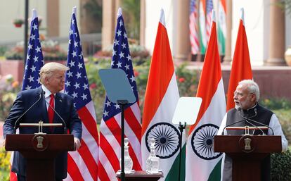 El presidente de Estados Unidos, Donald Trump, y el primer ministro de India, Narendra Modi, el pasado febrero en Nueva Delhi.