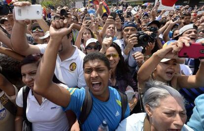 Manifestaci&oacute;n en Caracas a favor de la opositora Mar&iacute;a Corina Machado.