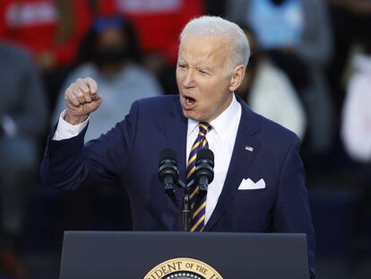 Joe Biden, durante su discurso en el campus de la Universidad de Clark Atlanta, en Georgia.