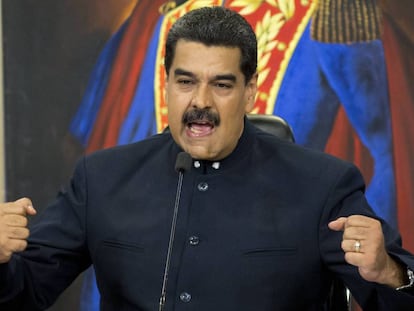 O presidente venezuelano, Nicolás Maduro, durante uma entrevista coletiva.