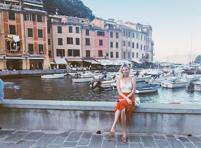 La modelo Karlie Kloss durante sus vacaciones en Portofino, Italia.