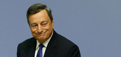 Mario Draghi, presidente del BCE, durante su comparecencia de ayer.