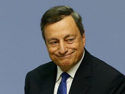 Mario Draghi, presidente del BCE, durante su comparecencia de ayer.