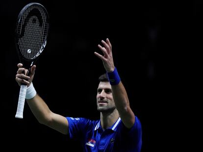 Novak Djokovic durante las semifinales de la Copa Davis en Madrid.