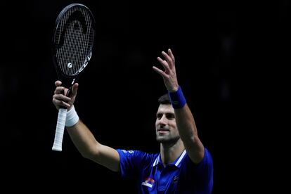 Novak Djokovic durante las semifinales de la Copa Davis en Madrid.