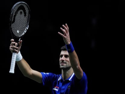 Novak Djokovic durante las semifinales de la Copa Davis en Madrid.