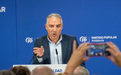 Elías Bendodo interviene este sábado en el Comité Ejecutivo Autonómico del PP de Andalucía que se celebra en Granada.