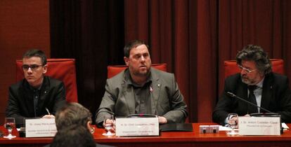 Oriol Junqueras, este lunes en el Parlament .