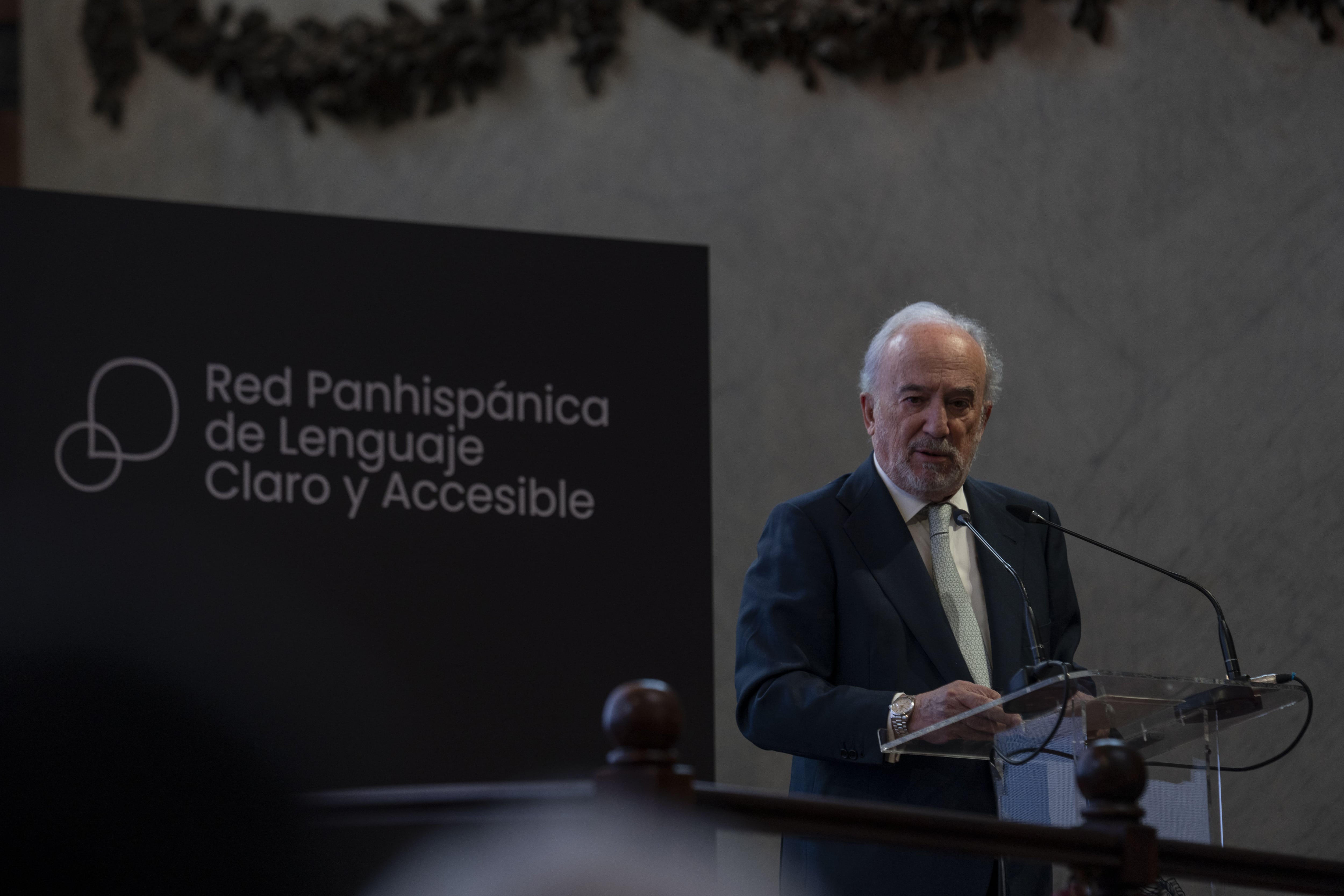 Santiago Muñoz Machado, director de la Real Academia Española, en las jornadas 'Lenguaje claro y accesible e inteligencia artificial', celebradas en la sede de la institución, en Madrid.