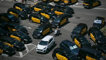 Protesta de taxistas en Barcelona en julio pasado.