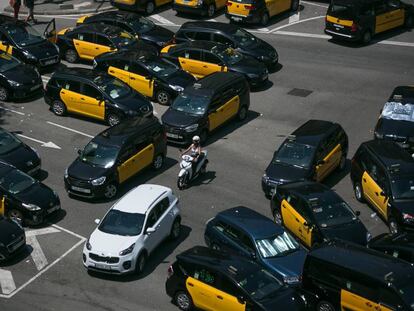 Protesta de taxistas en Barcelona en julio pasado.