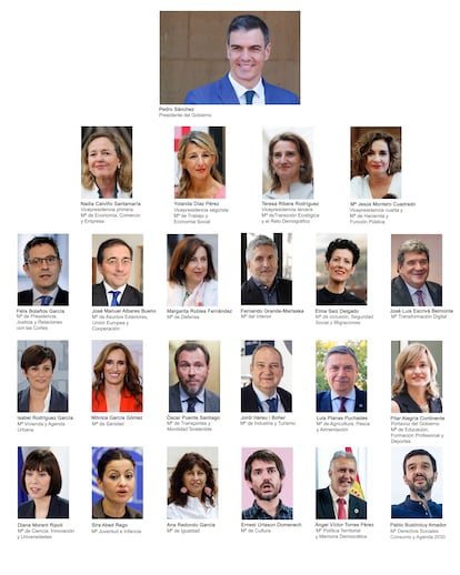 Los nuevos integrantes del Gobierno de Pedro Sánchez.