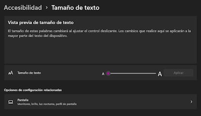 Tamaño fuente Windows 11