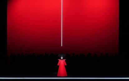 La soprano sueca Iréne Theorin caracterizada como la princesa Turandot.