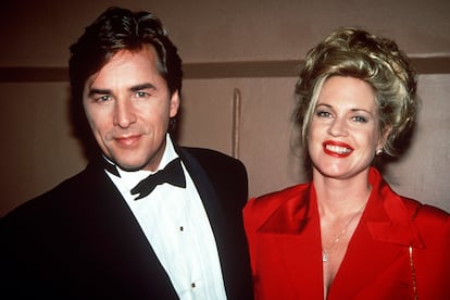 Don Johnson and Melanie Griffith at an event held in 1993, in Florida. 