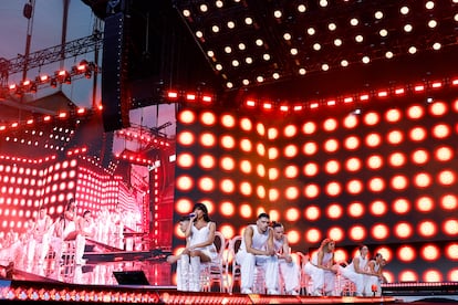 Aitana durante el concierto ofrecido en el estadio Metropolitano, el 31 de julio de 2025, en Madrid.