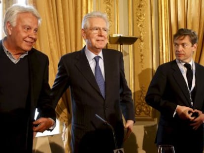 González, Monti e Berggruen, durante coletiva de imprensa.