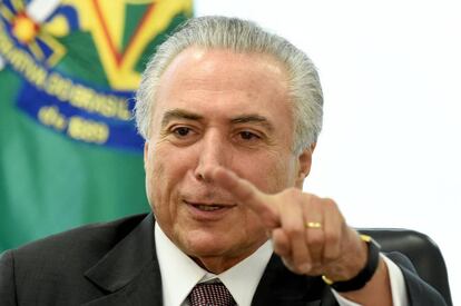 Temer em encontro com sindicalistas.