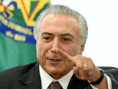 Temer em encontro com sindicalistas.