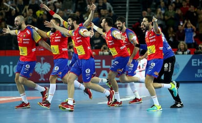 La selección española celebra el Campeonato Europeo de Balonmano.