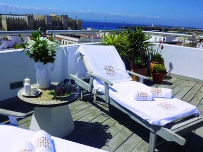 Terraza privada en el Hotel Misiana de Tarifa (Cádiz).