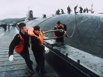 Un submarino ruso de la clase Akula, como el accidentado, en 1995.