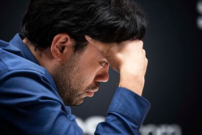 Hikaru Nakamura, durante la 5ª ronda del Torneo de Candidatos, este miércoles en el Palacio de Santoña