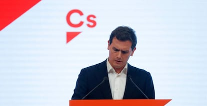 El líder de Ciudadanos, Albert Rivera, al anunciar que dimite como presidente de Ciudadanos y que deja la política.