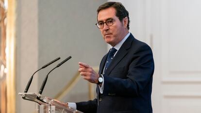 El presidente de la CEOE, Antonio Garamendi. durante un acto la semana pasada en Madrid.