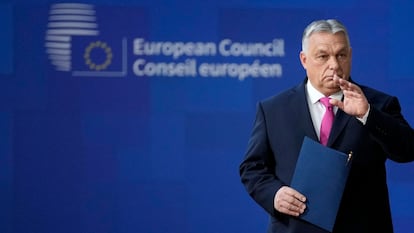 El primer ministro húngaro, Viktor Orbán, a su llegada a la reunión del Consejo Europeo, en Bruselas este jueves.