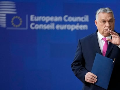 El primer ministro húngaro, Viktor Orbán, a su llegada a la reunión del Consejo Europeo, en Bruselas este jueves.