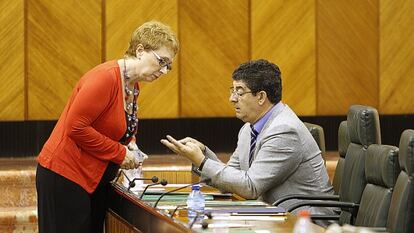 Carmen Mart&iacute;nez Aguayo y Diego Valderas, el pasado d&iacute;a 10 en el Parlamento.