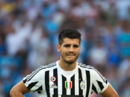 Morata, durante el partido ante el Olympique de Marseille