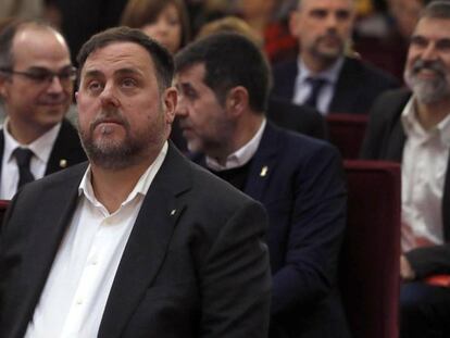 Oriol Junqueras durant el primer dia del judici al procés.