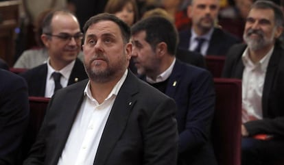 Oriol Junqueras durant el primer dia del judici al procés.