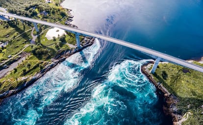 As correntes do estreito de Saltstraumen, ao norte da Noruega.