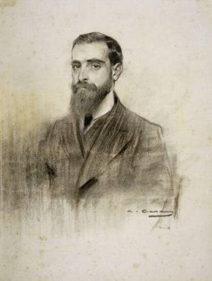 Francesc Cambó, en un dibuix a carbonet i pastel sobre paper, de Ramon Casas, el 1906.