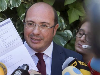 Pedro Antonio Sánchez, en junio de 2017, tras dimitir por el 'caso auditorio'.
