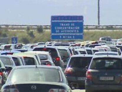 Un atasco registrado esta ma&ntilde;ana en la autov&iacute;a A3 que une Madrid con Valencia. 