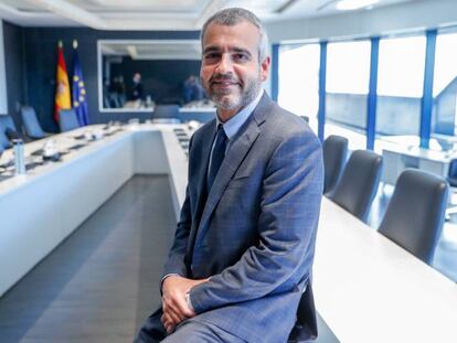 El presidente de Aena, Maurici Lucena, momentos antes de la entrevista en la sede de la compañía en Madrid.