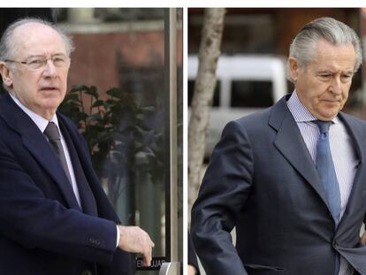 Los expresidentes de Caja Madrid Rodrigo Rato (a la izquierda) y Miguel Blesa.