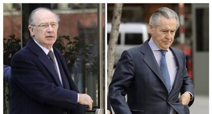 Los expresidentes de Caja Madrid Rodrigo Rato (a la izquierda) y Miguel Blesa.