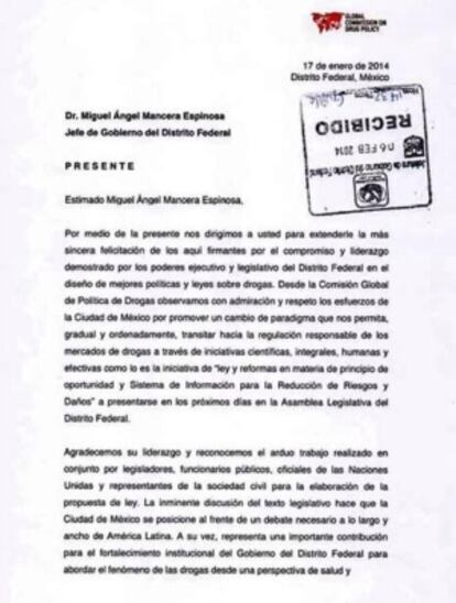 Carta de los expresidentes enviada a Mancera