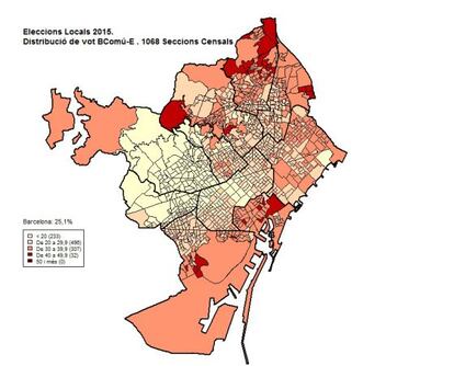 Distribució del vot de BComú.