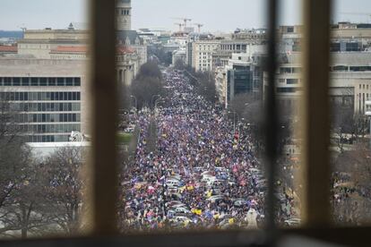 Los seguidores de Trump en las calles de Washington, este miércoles.