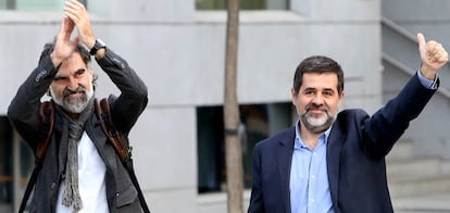 Jordi Cuixart, presidente de Òmnium, y Jordi Sànchez, de la ANC.