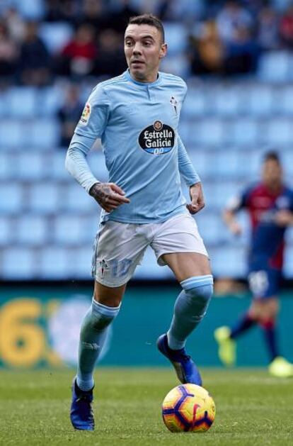 Iago Aspas durante el Celta-Huesca.